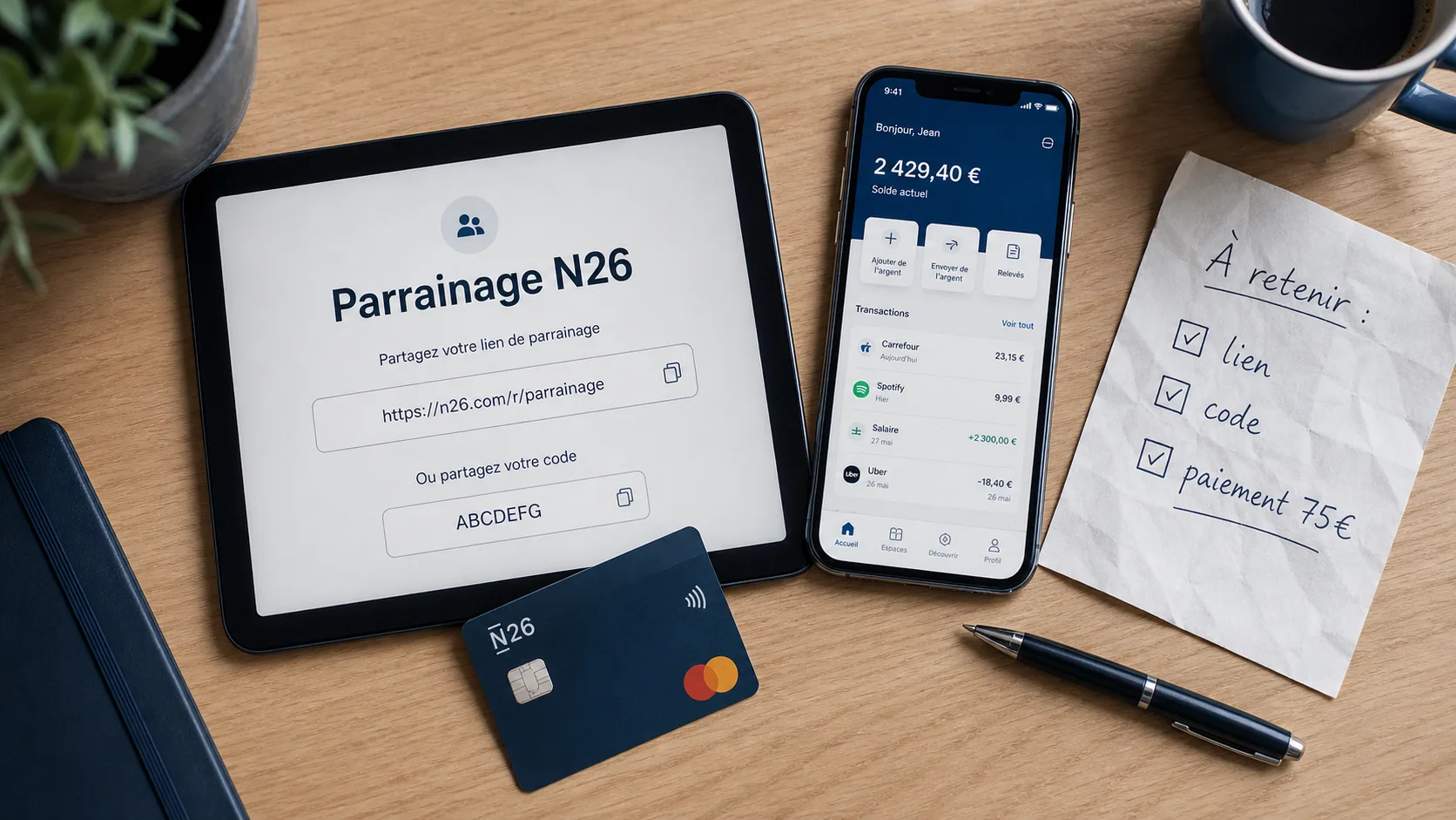Parrainage N26 : 75€ offerts après achat de 75€