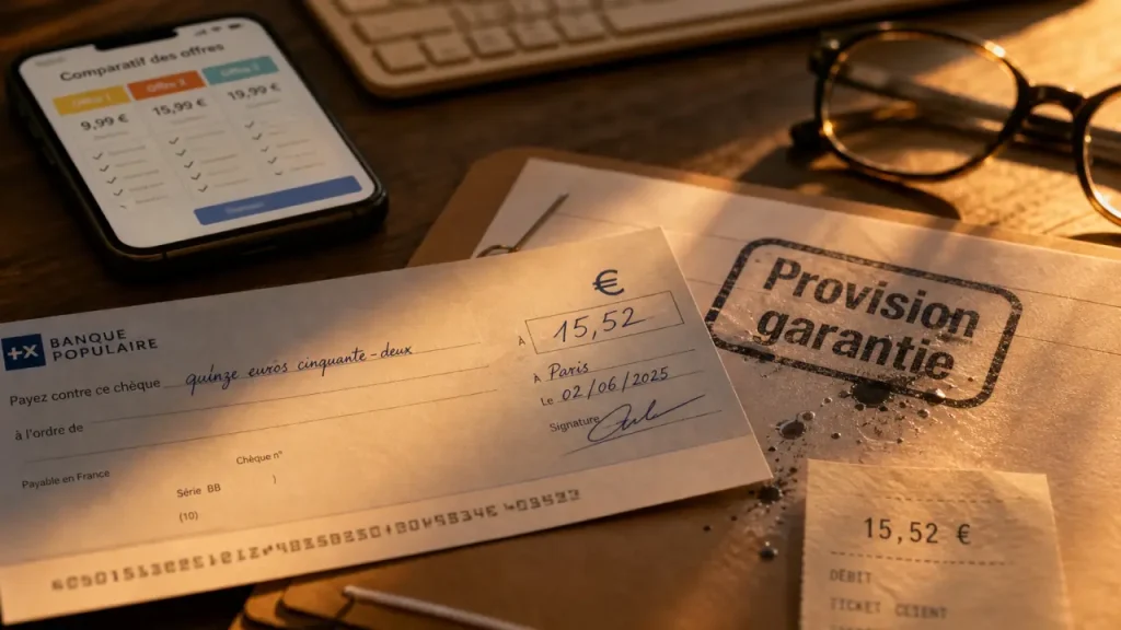 Prix cheque de banque 15,52 € : gratuité possible, faux chèques à éviter
