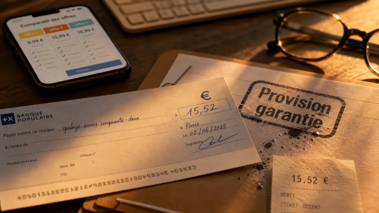 Prix cheque de banque 15,52 € : gratuité possible, faux chèques à éviter