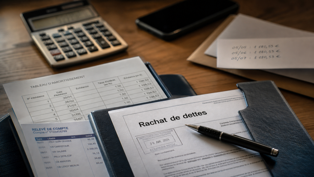Rachat de dette : dossier, relevés et tableau d’amortissement