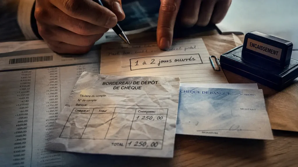 Delai encaisser cheque de banque : 1 à 2 jours ouvrés
