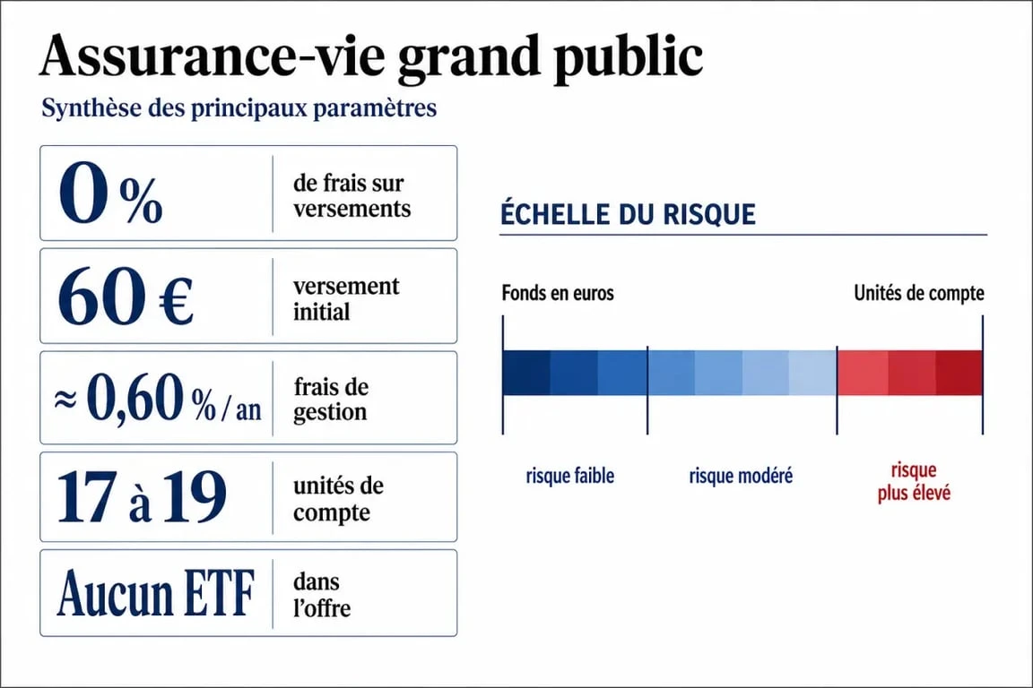 Assurance vie Macif avis : synthèse visuelle des frais, supports et profils adaptés