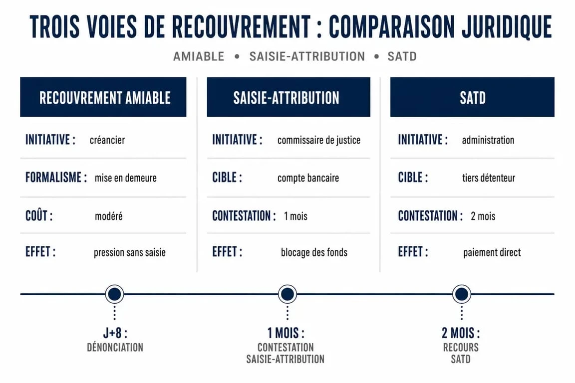 Une société de recouvrement peut elle bloquer mon compte : schéma comparatif des procédures amiables et des saisies bancaires