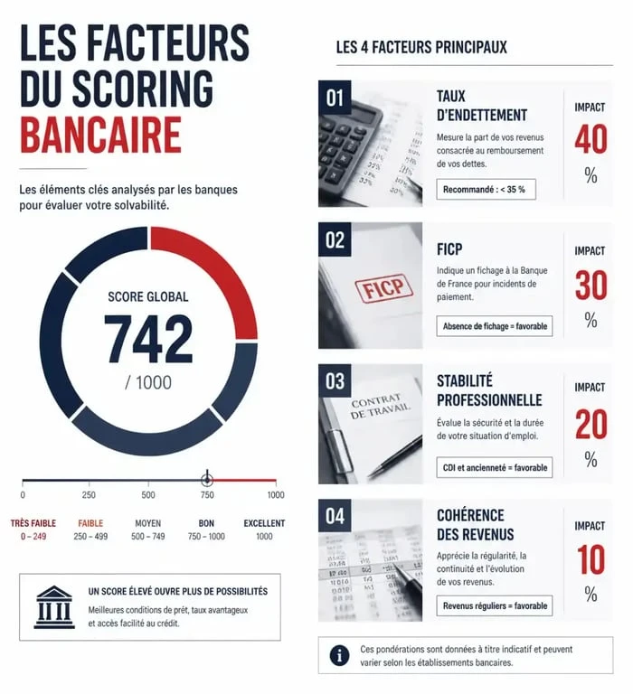 Facteurs de scoring bancaire influençant l'accord de principe Cetelem