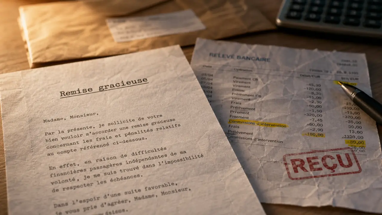 Lettre de demande de remise gracieuse de frais bancaires sur relevé bancaire
