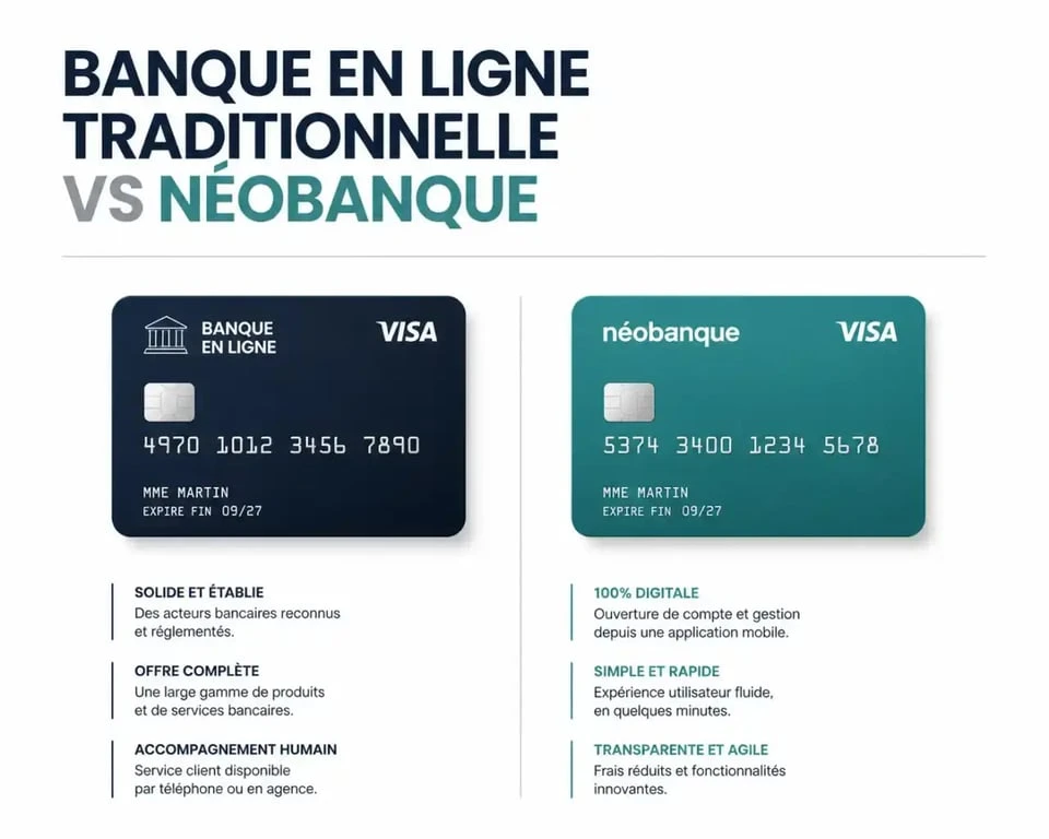 Choix entre banque en ligne Fortuneo et néobanque Revolut pour les voyageurs