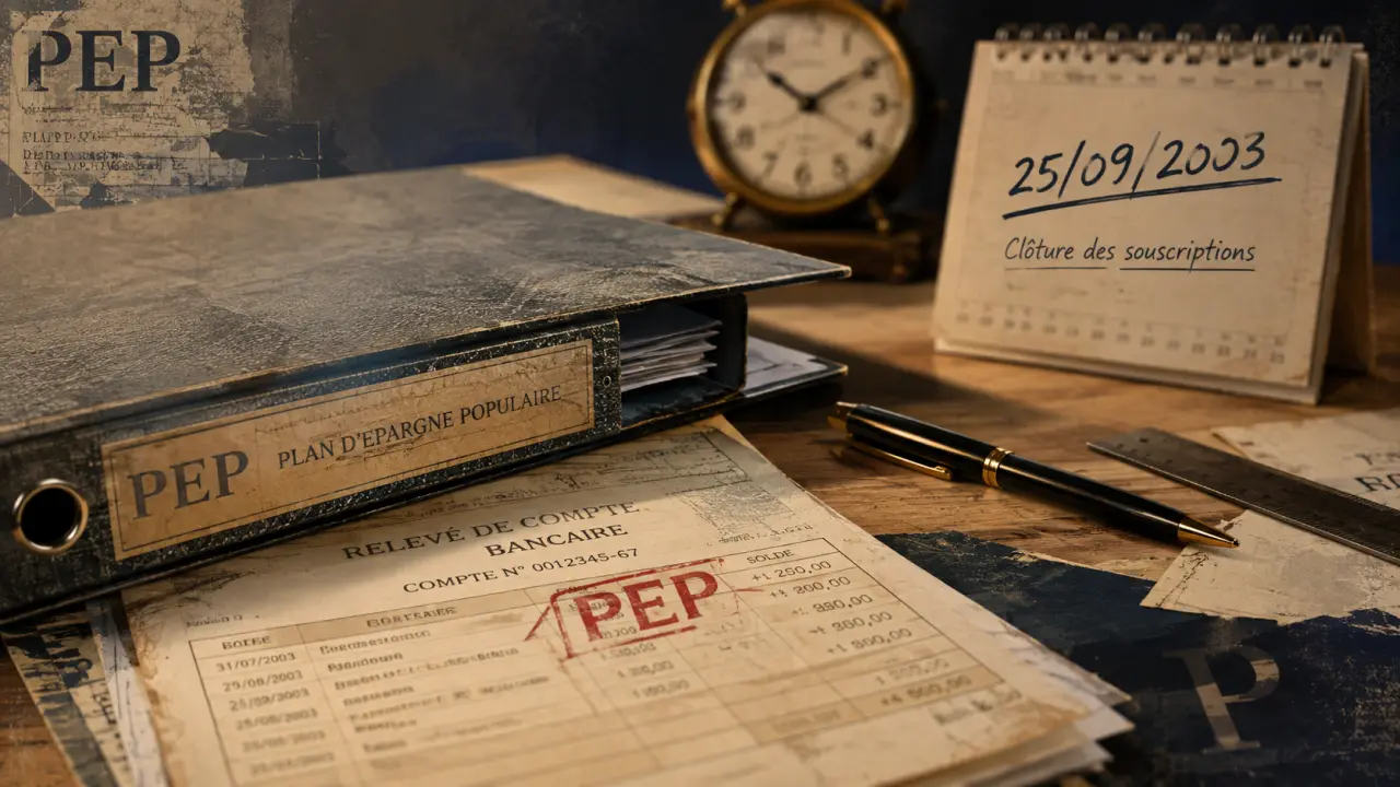 pep épargne : ancien contrat fermé, relevés PEP et documents sur table