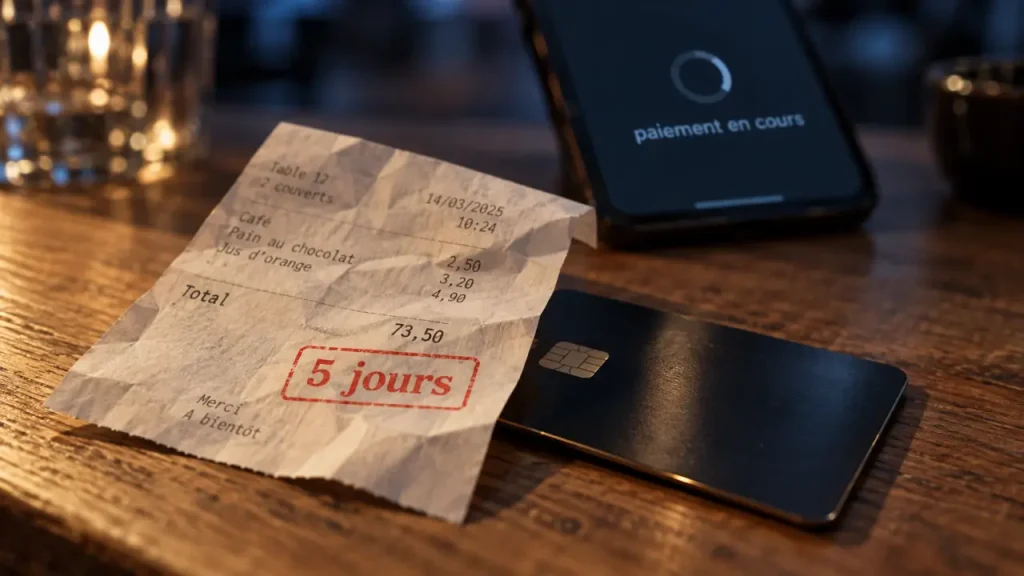 Délai maximum pour débit carte bancaire : jusqu’à 5 jours